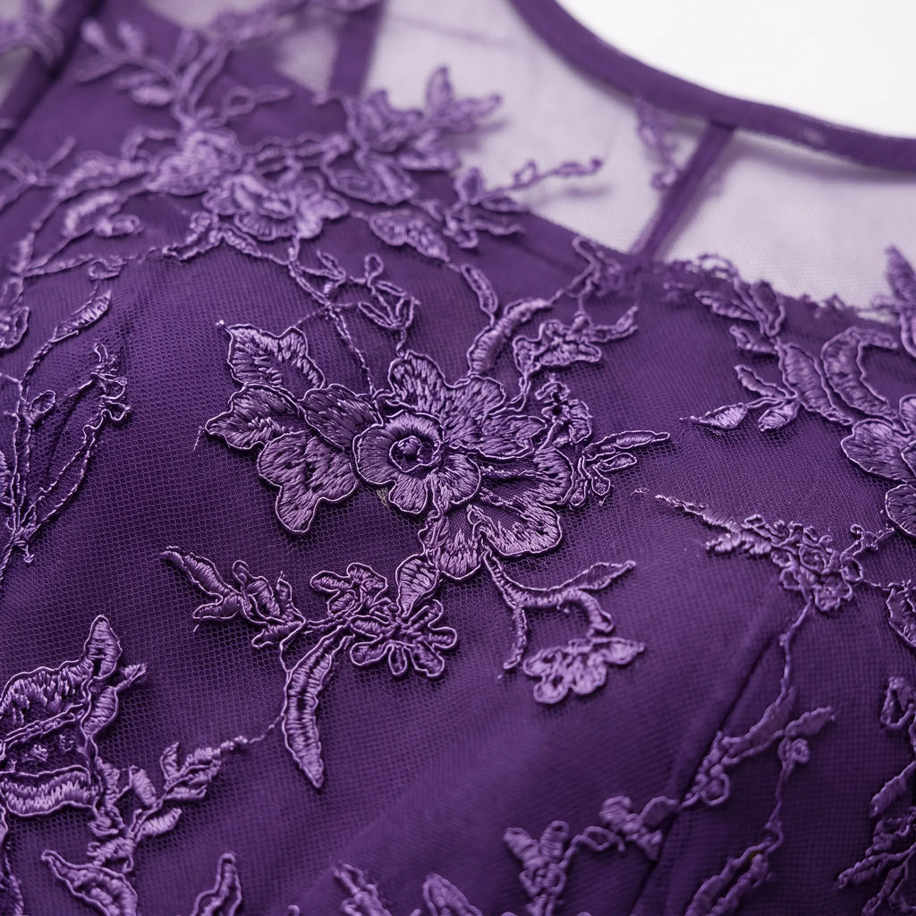 Floramidi  - Elegant A-Line Floral Embroidered Midi Dress Evening Gatherings