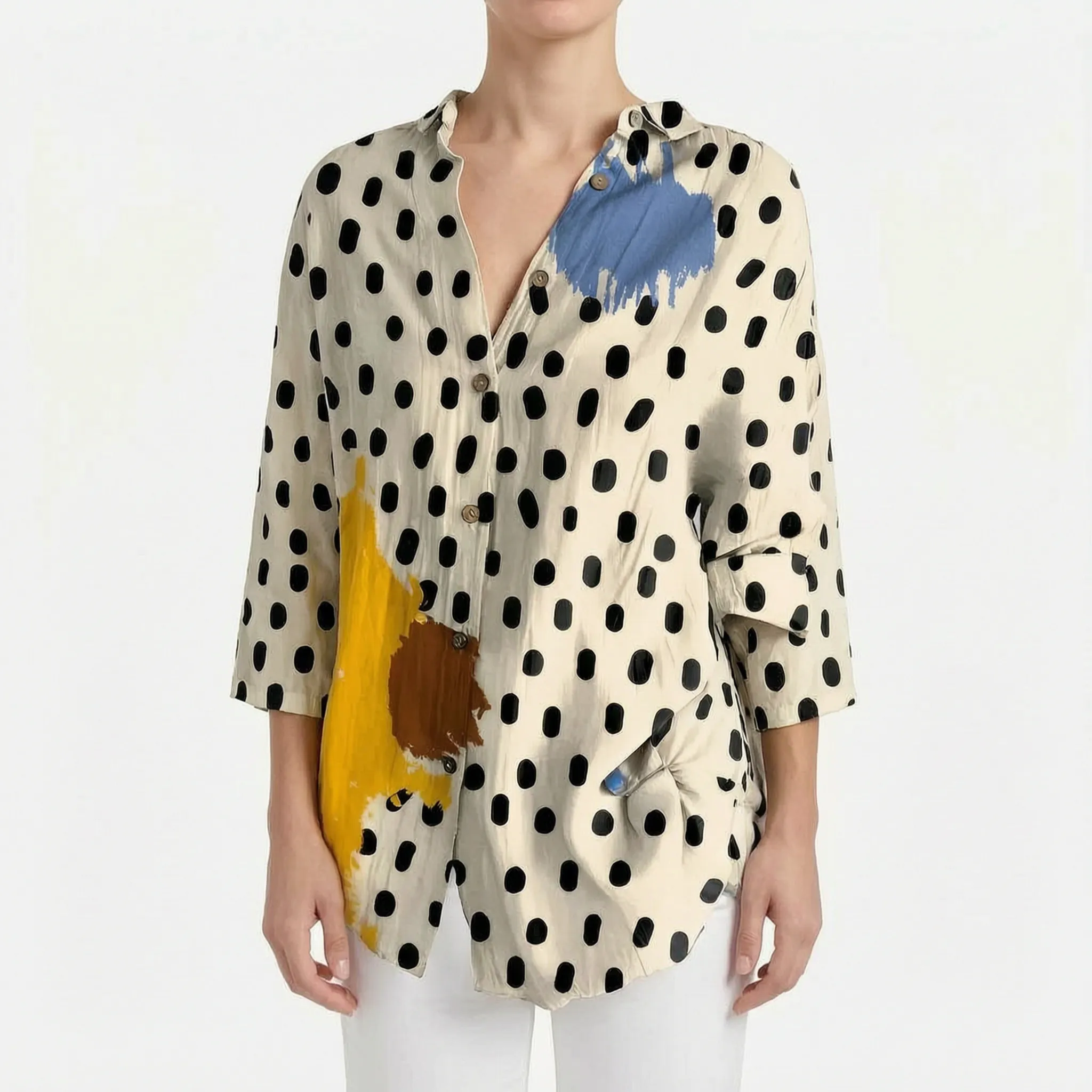 FloriaBlouse  - Long Sleeve Floral Blouse Casual Outings