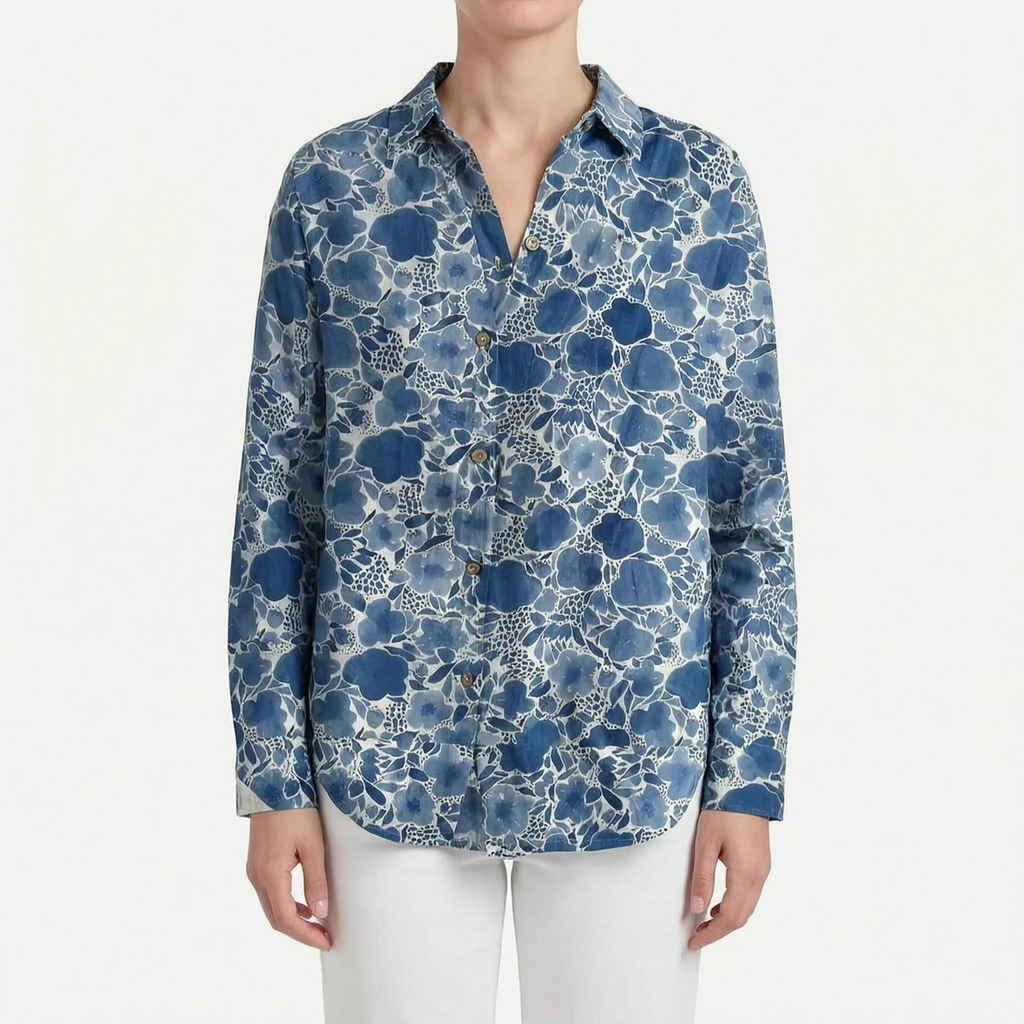 FloriaBlouse  - Long Sleeve Floral Blouse Casual Outings