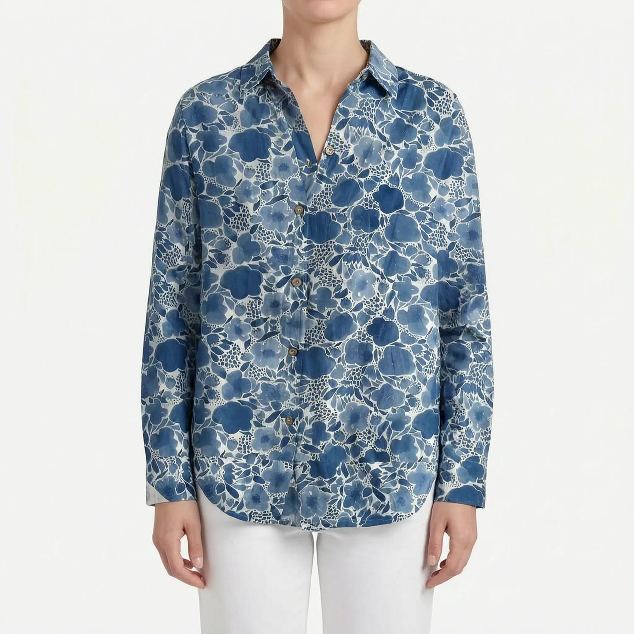 FloriaBlouse  - Long Sleeve Floral Blouse Casual Outings