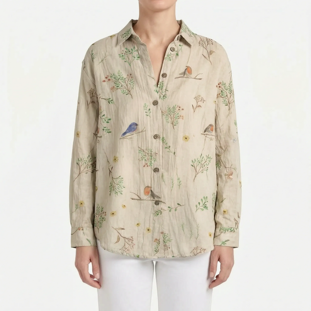 FloriaBlouse  - Long Sleeve Floral Blouse Casual Outings