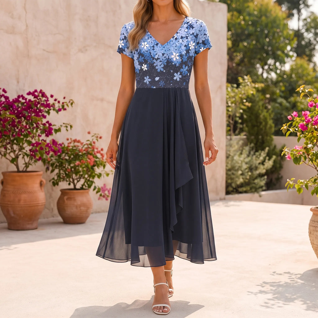 FloriaGown  - Floral Midi Dress Evening Parties