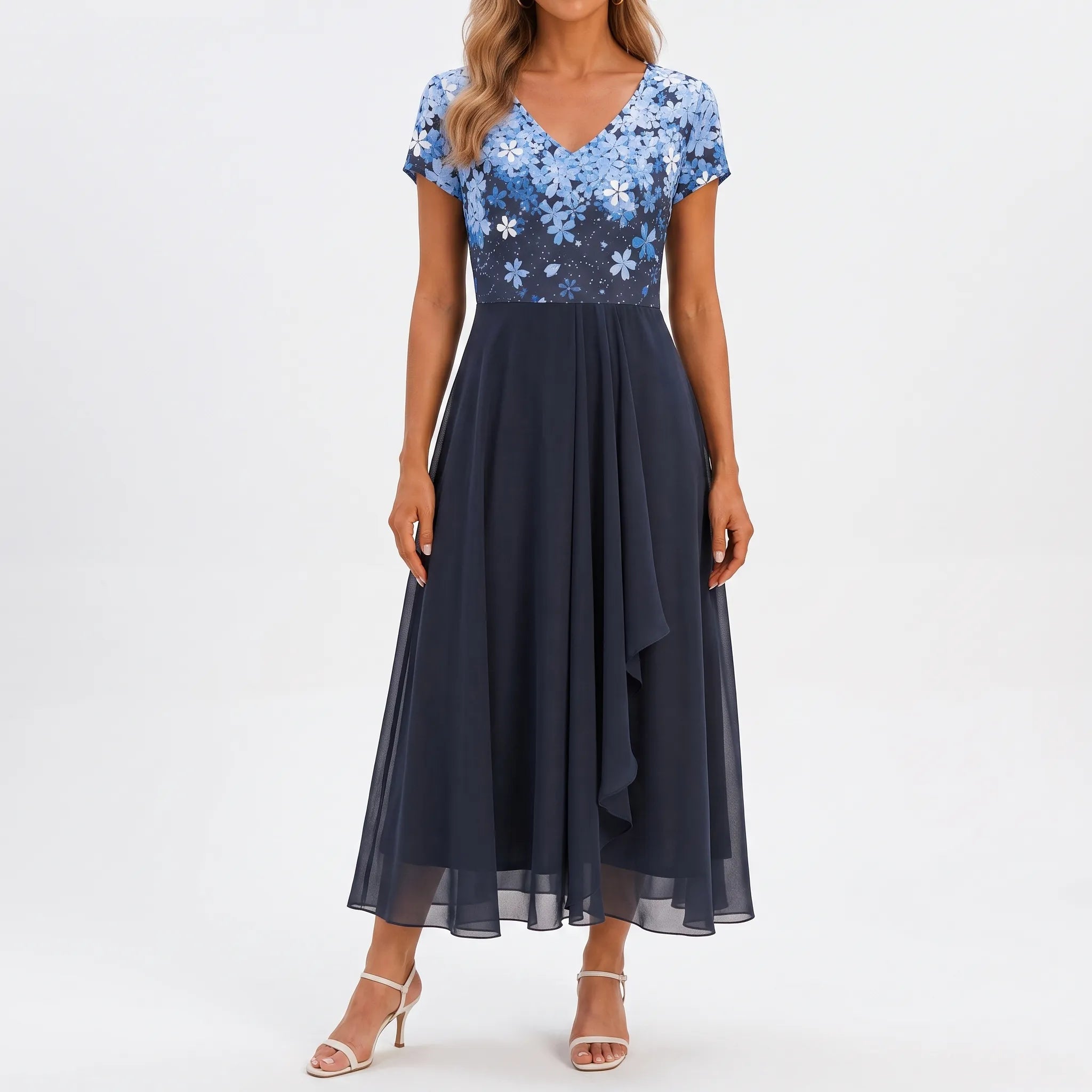 FloriaGown  - Floral Midi Dress Evening Parties
