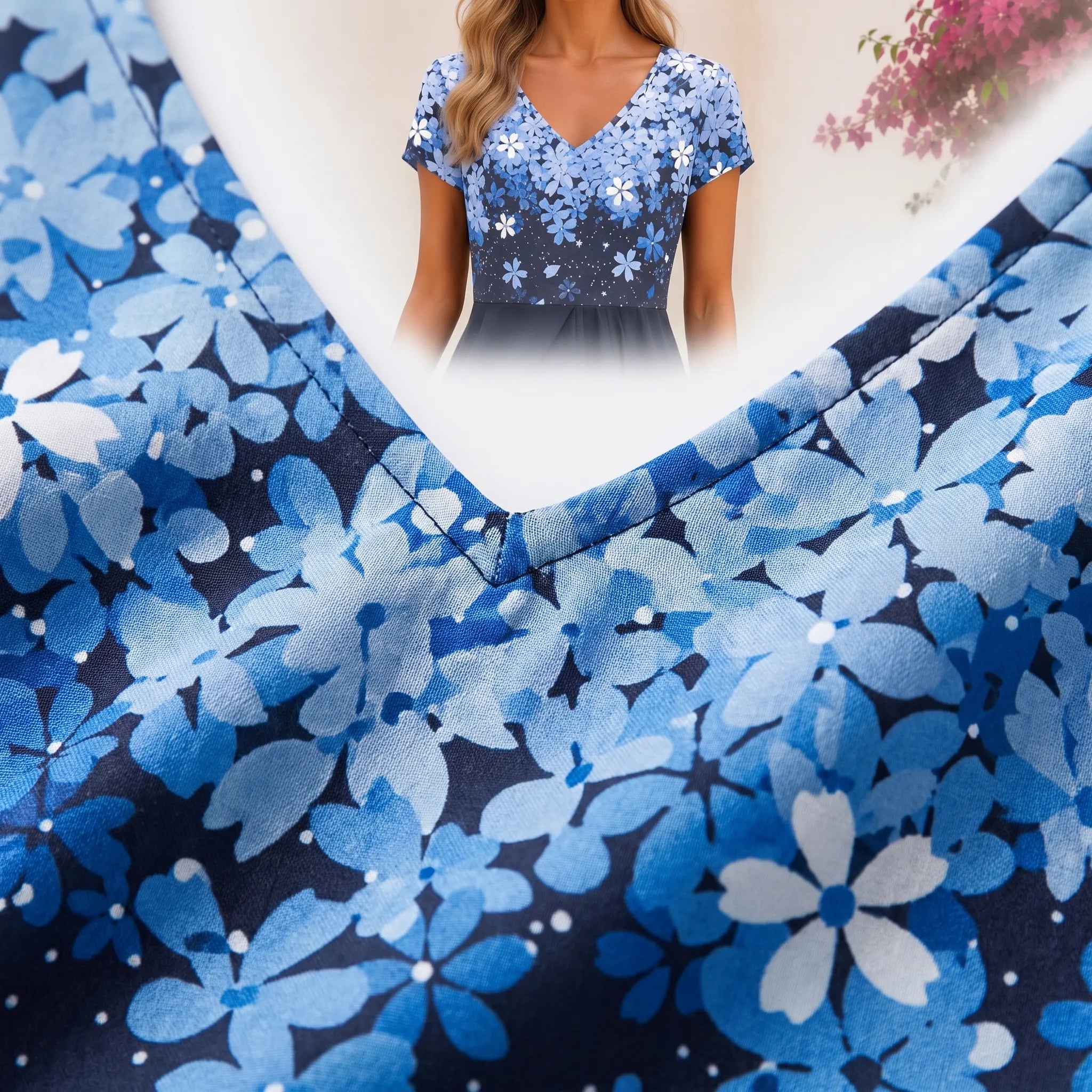 FloriaGown  - Floral Midi Dress Evening Parties