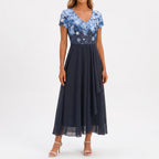 FloriaGown  - Floral Midi Dress Evening Parties