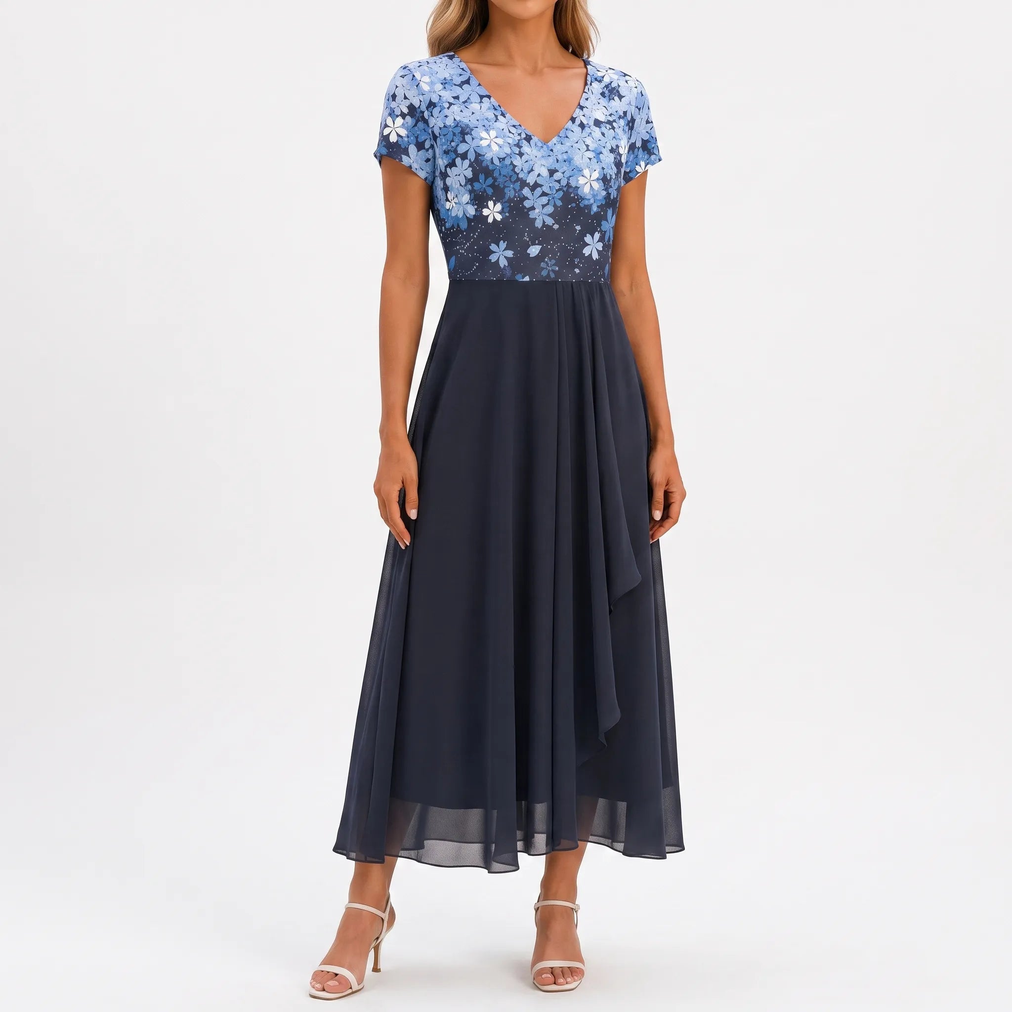 FloriaGown  - Floral Midi Dress Evening Parties