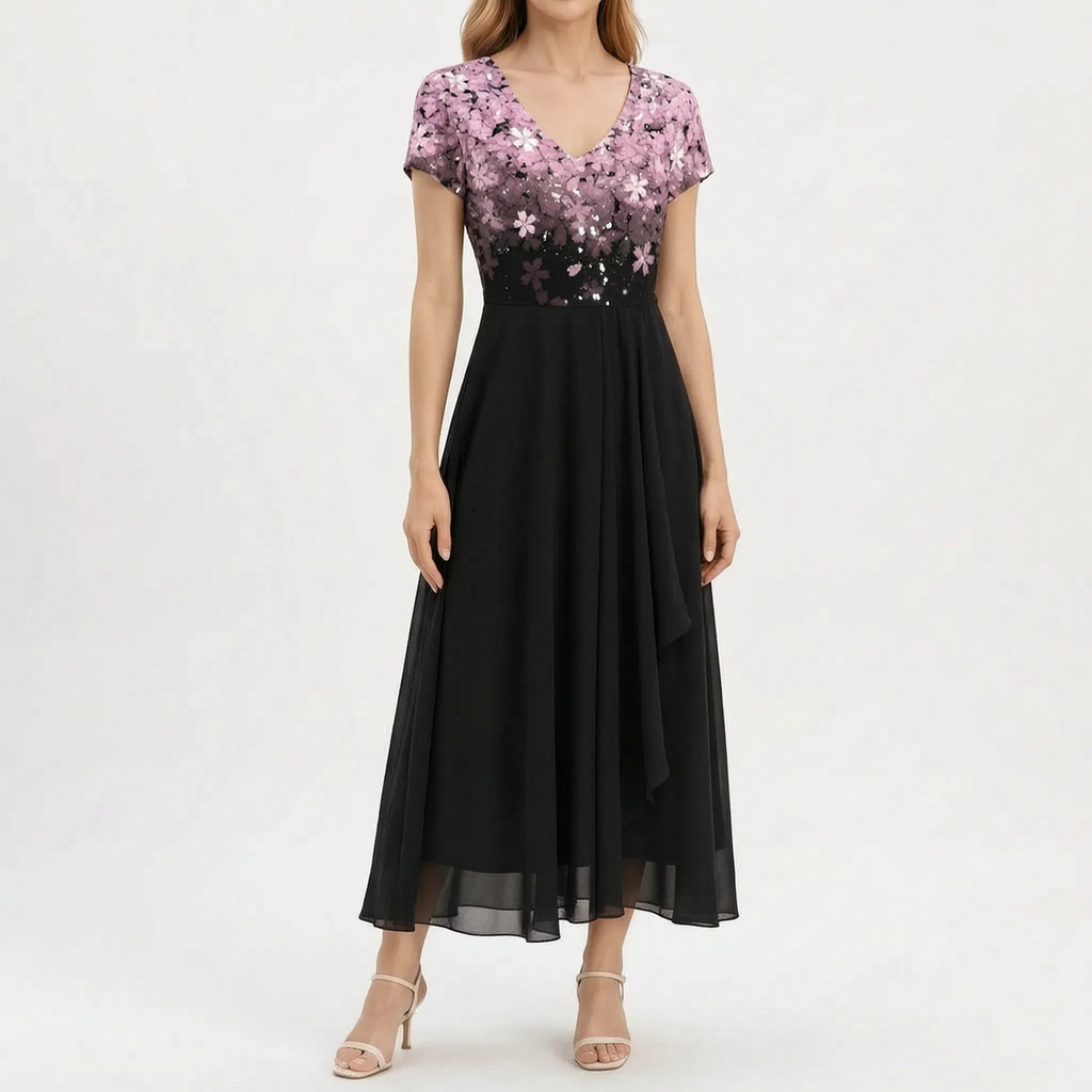FloriaGown  - Floral Midi Dress Evening Parties