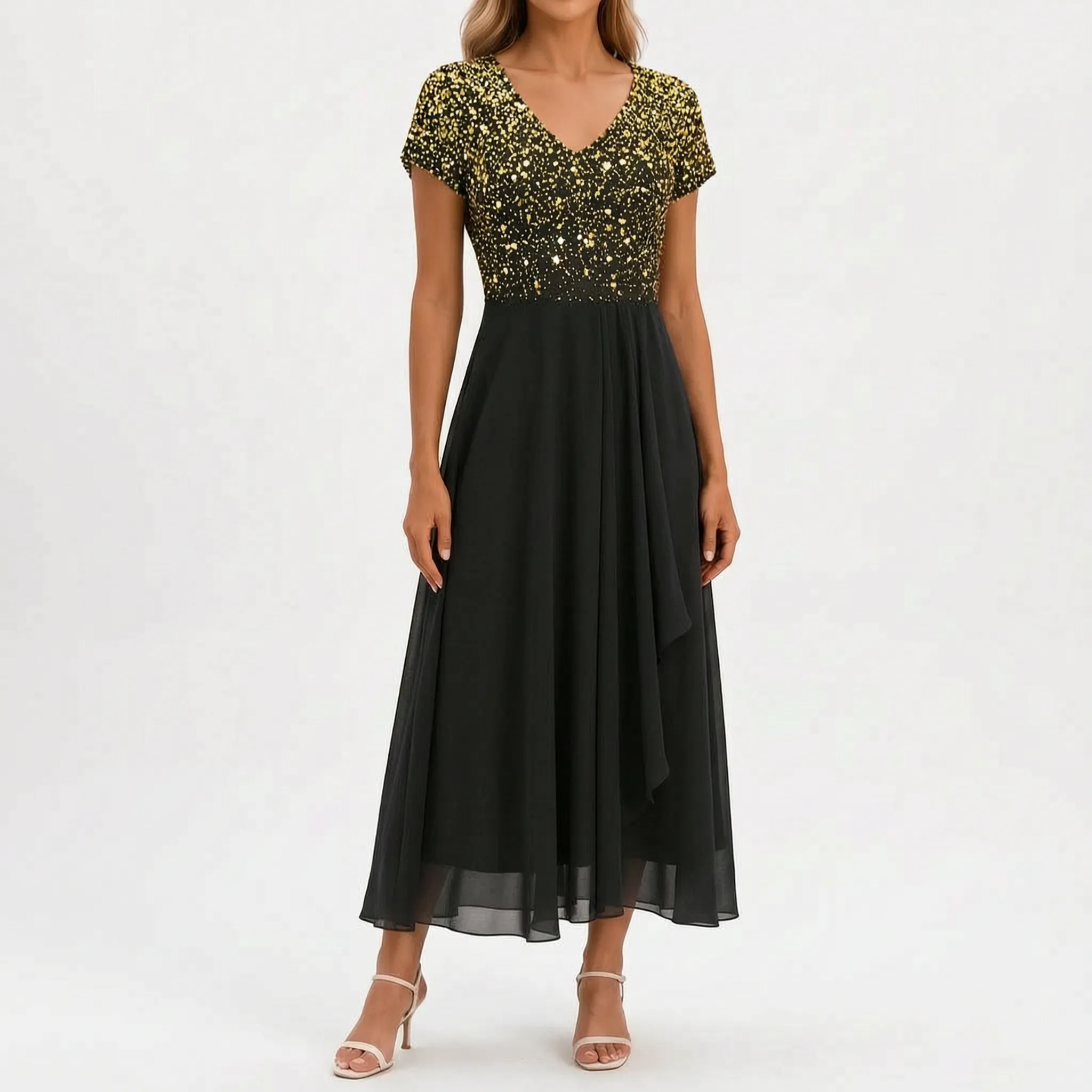 FloriaGown  - Floral Midi Dress Evening Parties