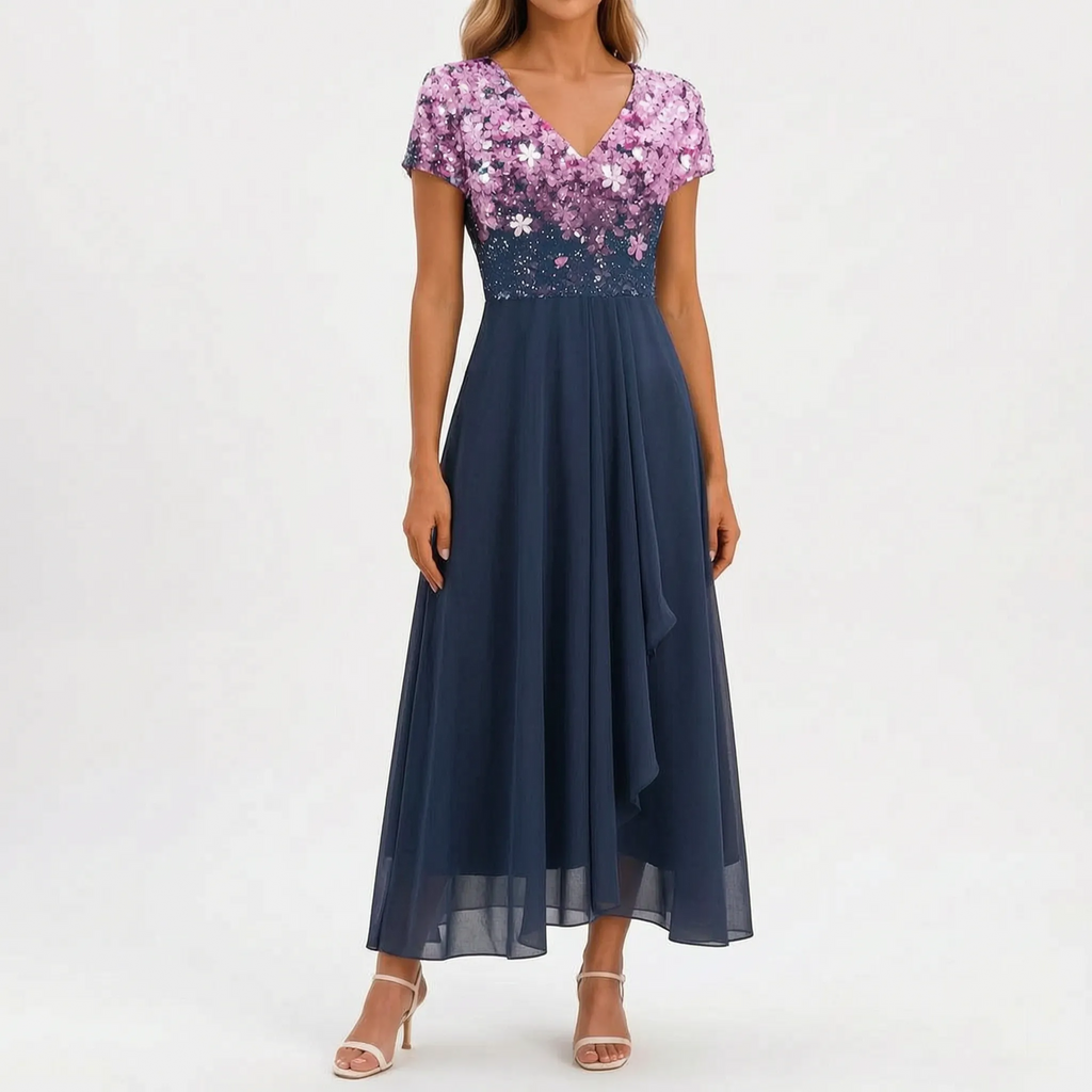 FloriaGown  - Floral Midi Dress Evening Parties