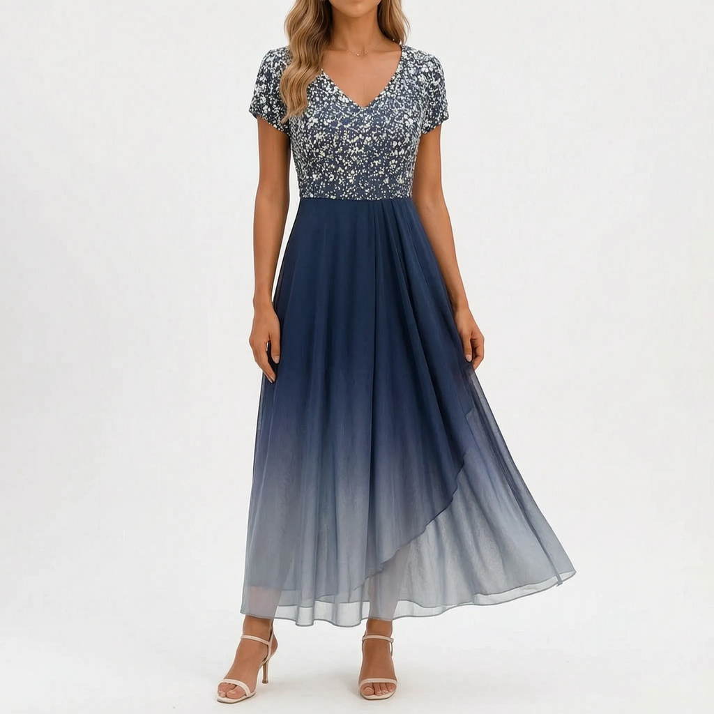 FloriaGown  - Floral Midi Dress Evening Parties