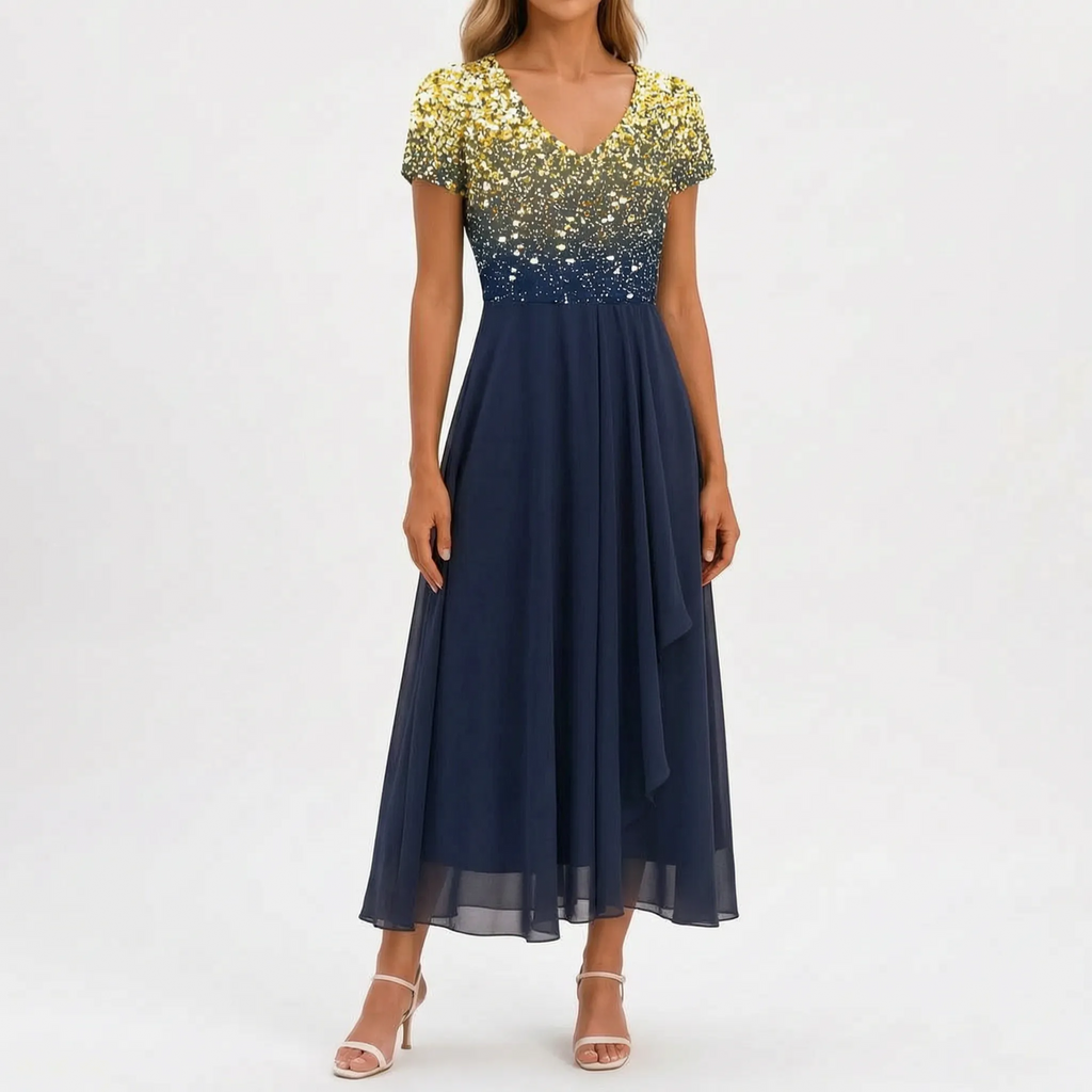 FloriaGown  - Floral Midi Dress Evening Parties