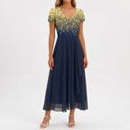 FloriaGown  - Floral Midi Dress Evening Parties