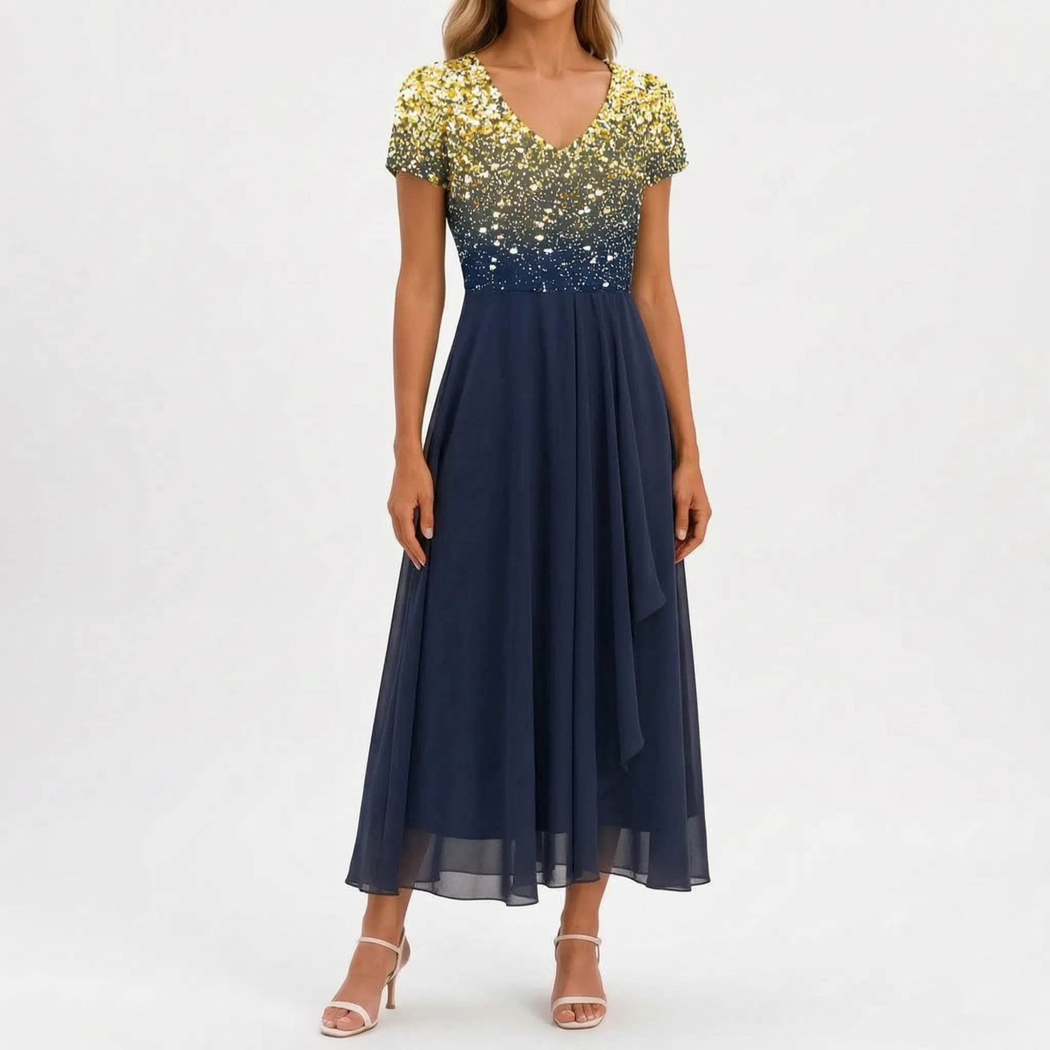 FloriaGown  - Floral Midi Dress Evening Parties