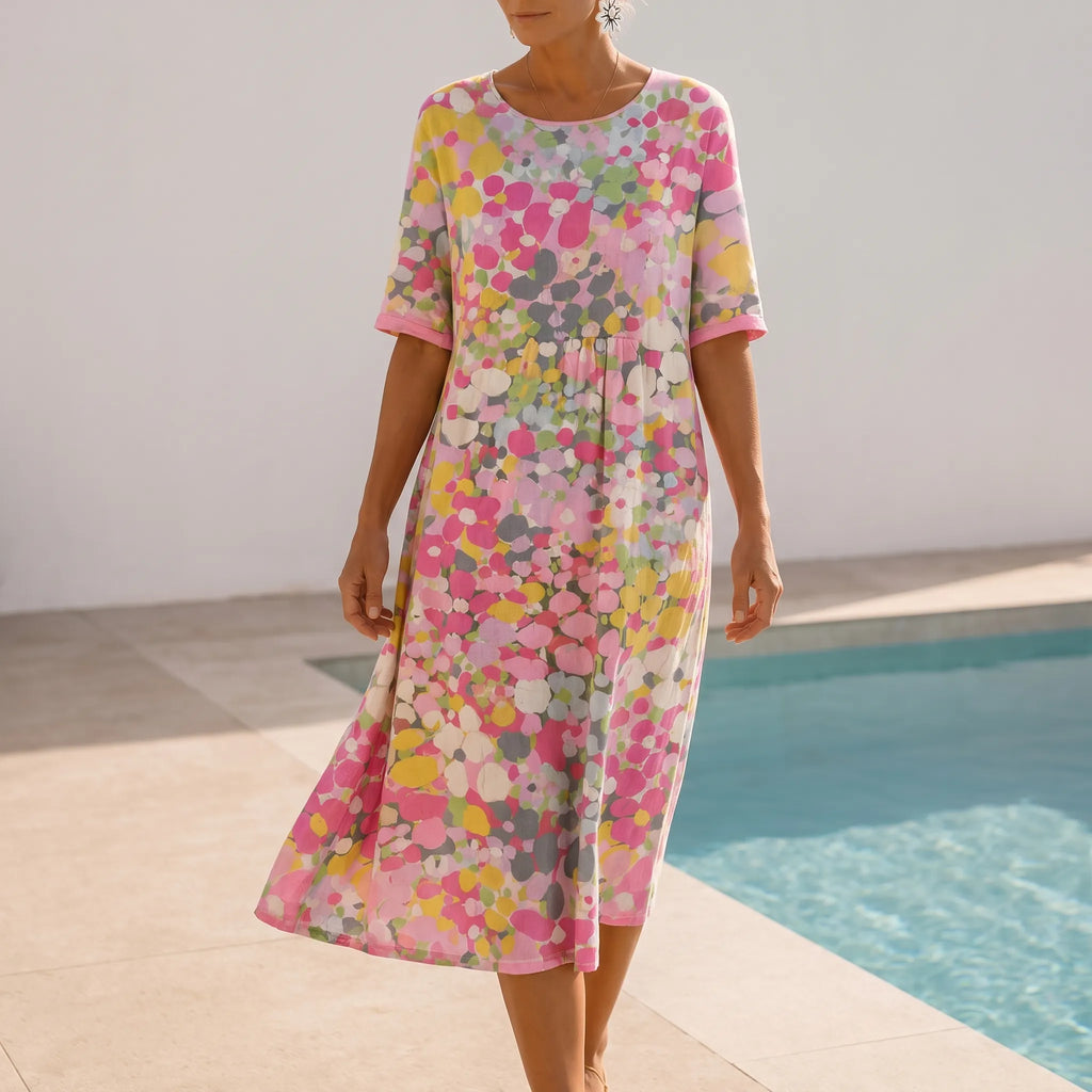 Floriana  - Relaxed Fit Floral Midi Dress Summer Holidays