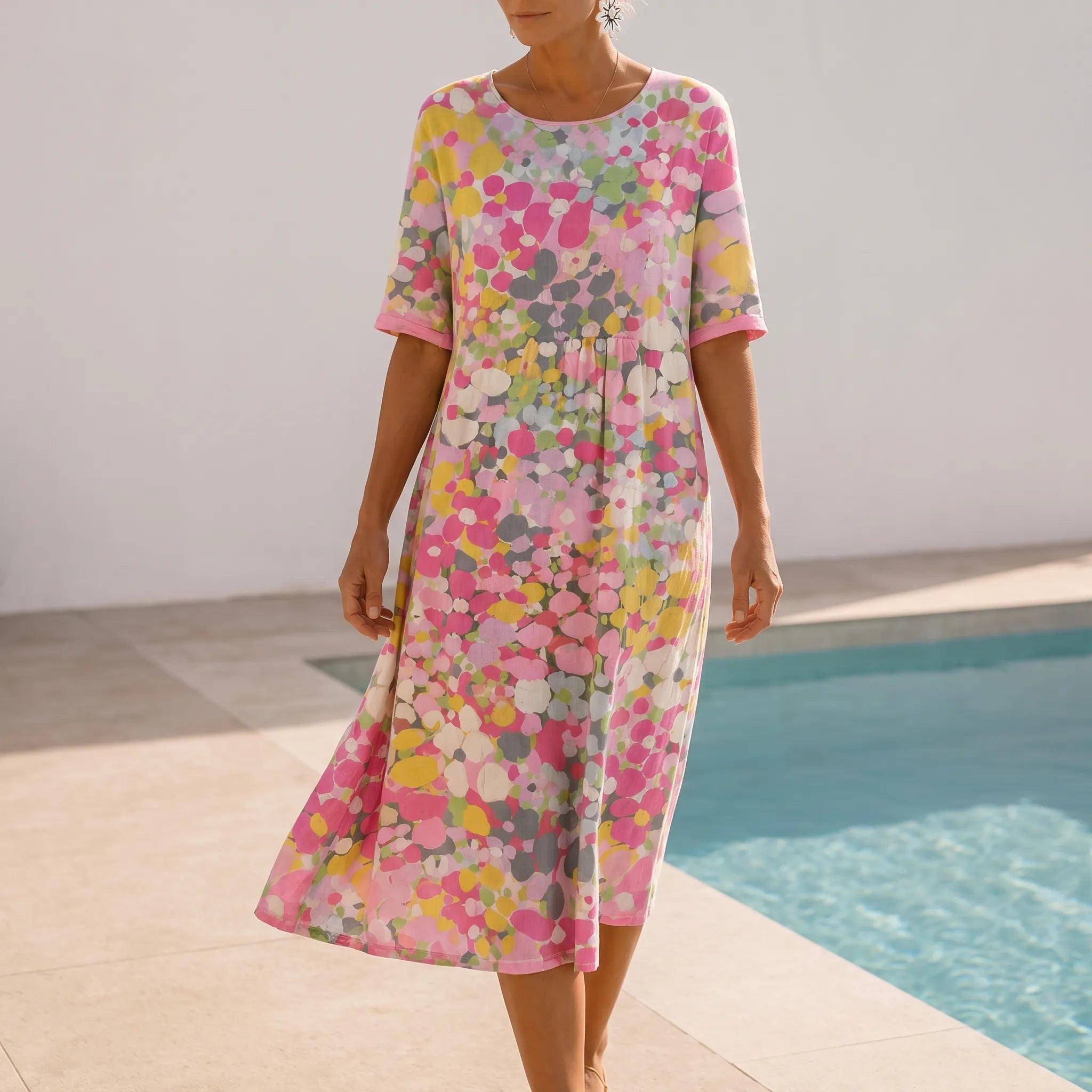 Floriana  - Relaxed Fit Floral Midi Dress Summer Holidays