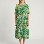 Floriana  - Relaxed Fit Floral Midi Dress Summer Holidays