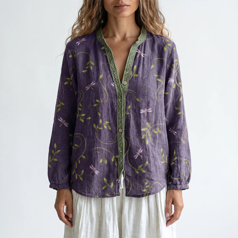 Florienne - Relaxed Long-Sleeved Botanical Print Blouse