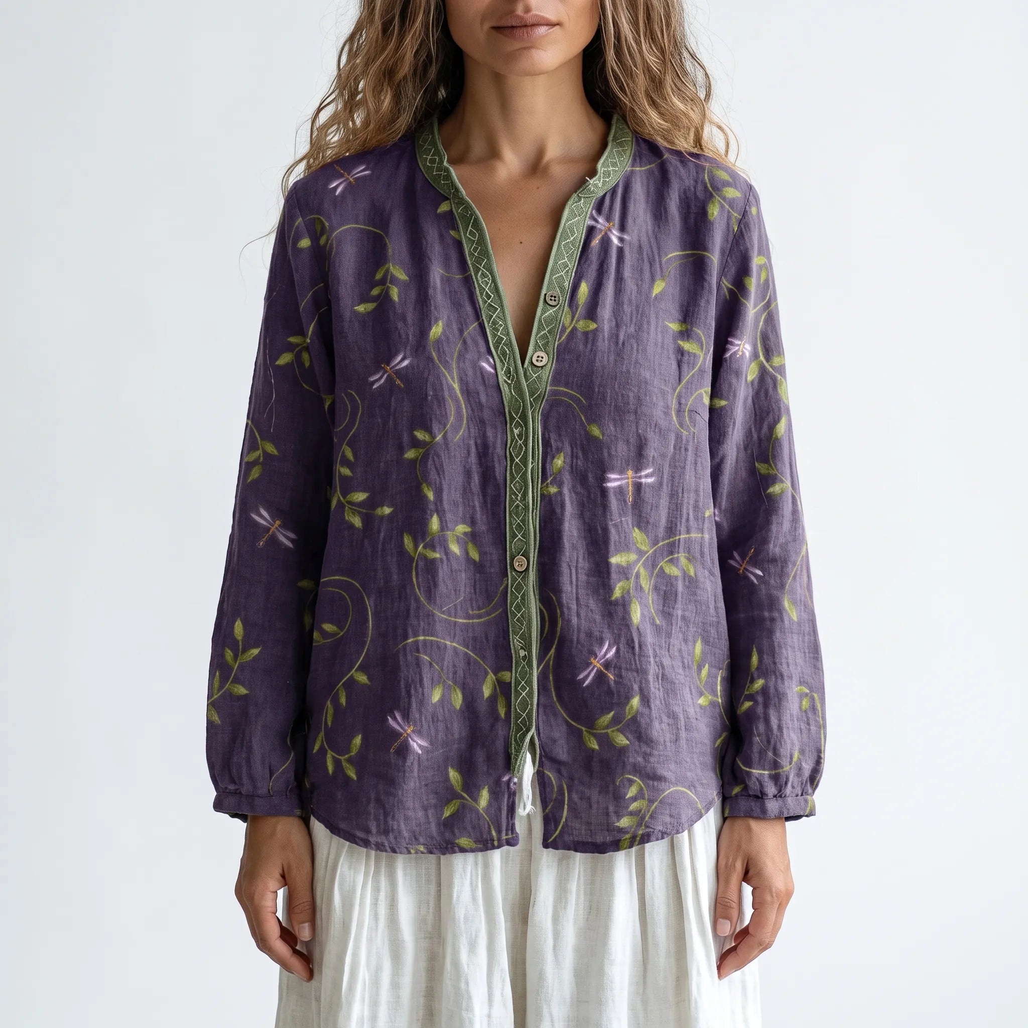 Florienne - Relaxed Long-Sleeved Botanical Print Blouse