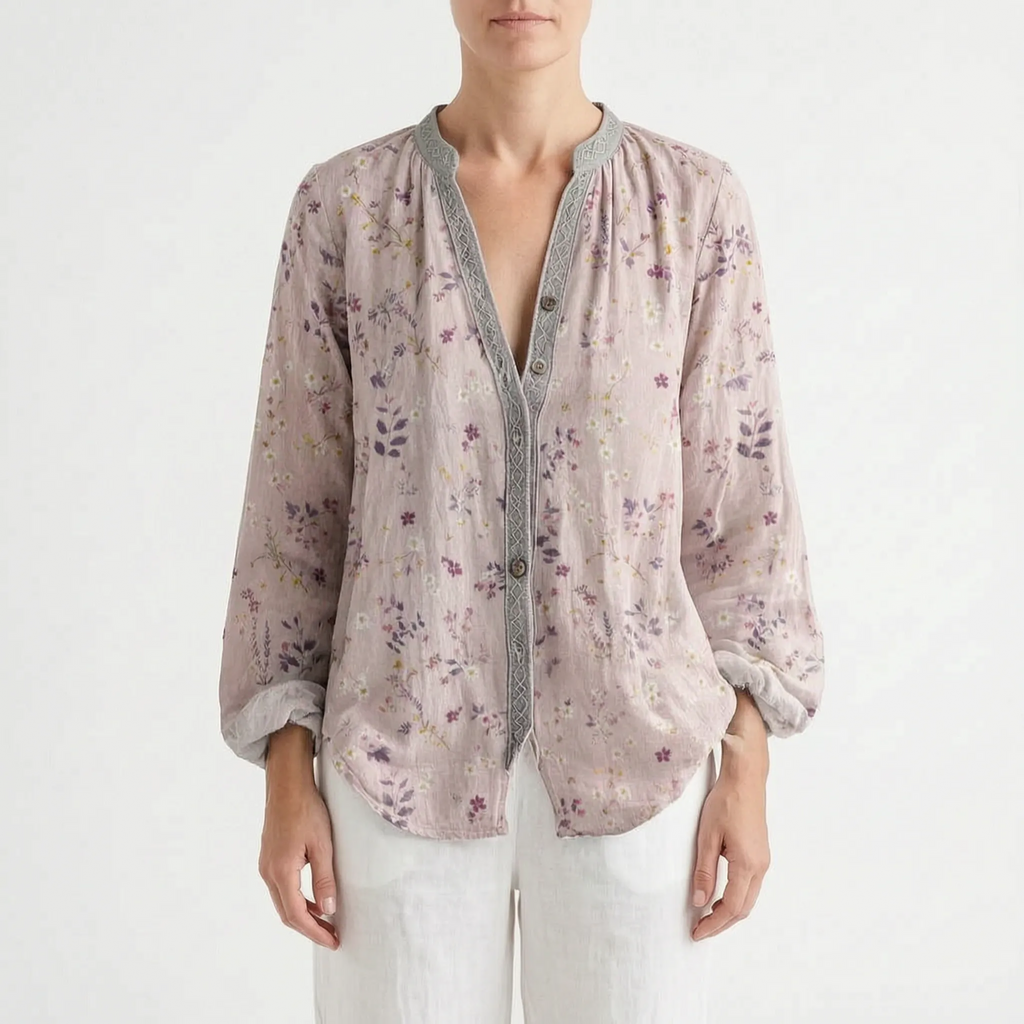 Florienne - Relaxed Long-Sleeved Botanical Print Blouse