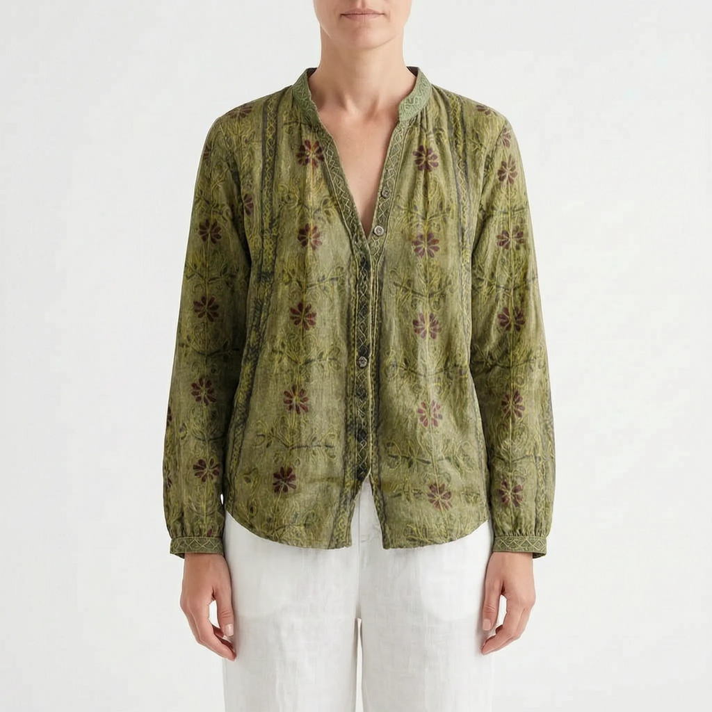 Florienne - Relaxed Long-Sleeved Botanical Print Blouse