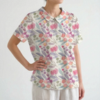 Florisa - Relaxed Short-Sleeved Womens Floral Blouse