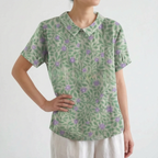 Florisa - Relaxed Short-Sleeved Womens Floral Blouse