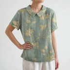 Florisa - Relaxed Short-Sleeved Womens Floral Blouse
