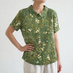Florisa - Relaxed Short-Sleeved Womens Floral Blouse