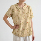 Florisa - Relaxed Short-Sleeved Womens Floral Blouse