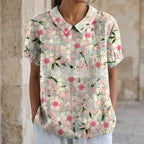 Florisa - Relaxed Short-Sleeved Womens Floral Blouse