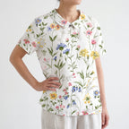 Florisa - Relaxed Short-Sleeved Womens Floral Blouse