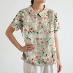 Florisa - Relaxed Short-Sleeved Womens Floral Blouse