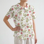 Florisa - Relaxed Short-Sleeved Womens Floral Blouse