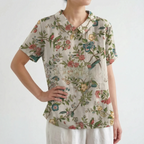 Florisa - Relaxed Short-Sleeved Womens Floral Blouse