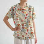 Florisa - Relaxed Short-Sleeved Womens Floral Blouse
