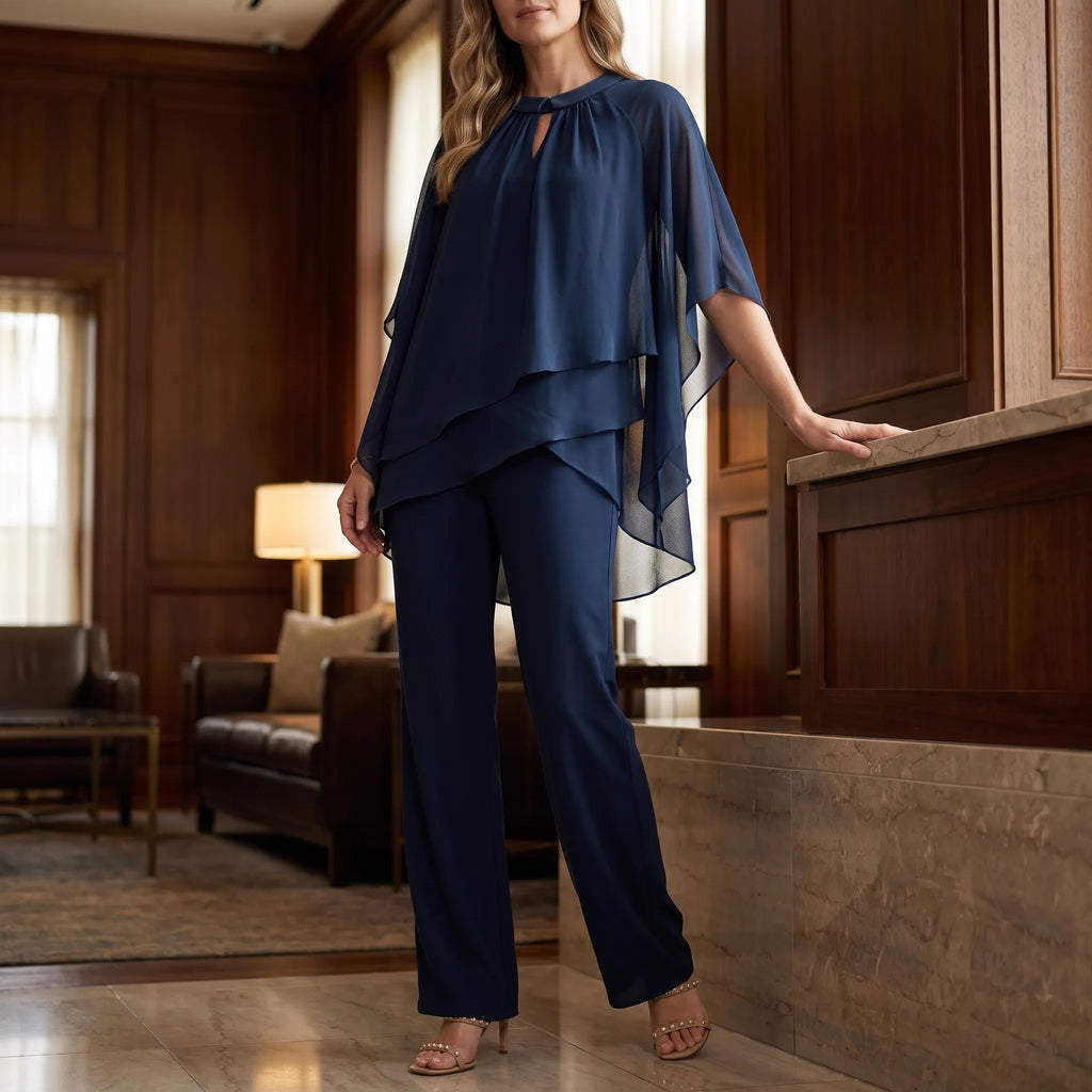 Flowella - Layered Asymmetric Evening Trouser Suit