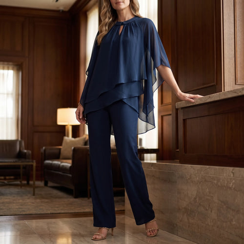Flowella - Layered Asymmetric Evening Trouser Suit