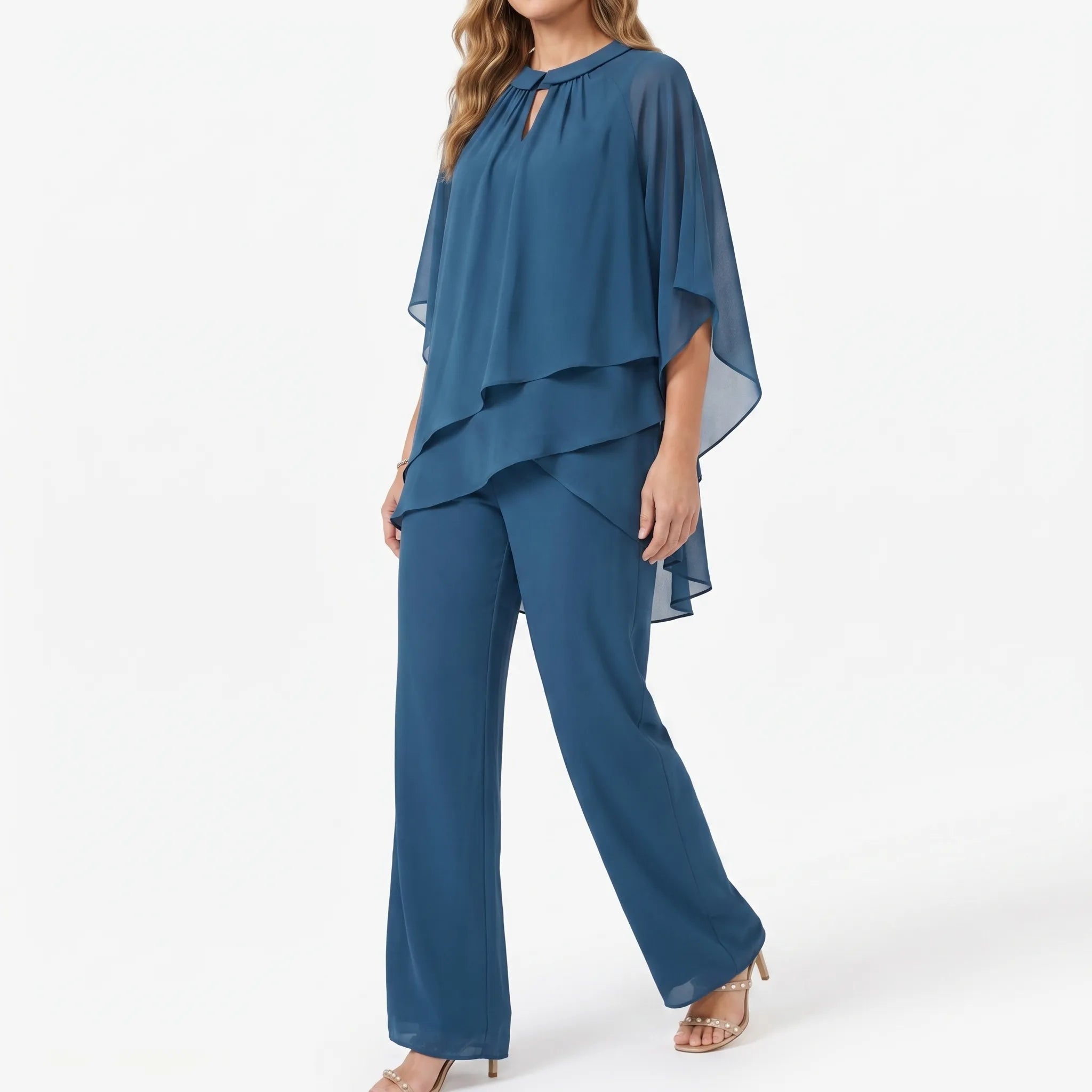 Flowella - Layered Asymmetric Evening Trouser Suit