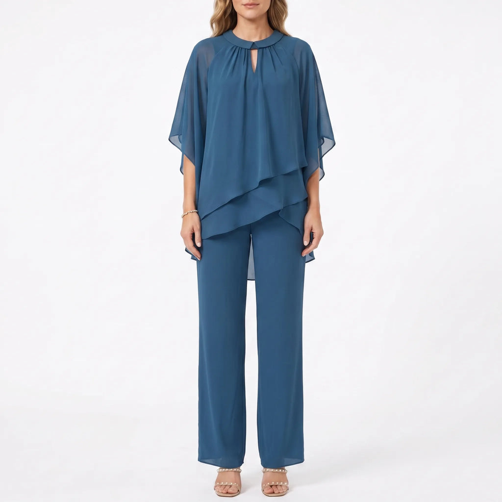 Flowella - Layered Asymmetric Evening Trouser Suit