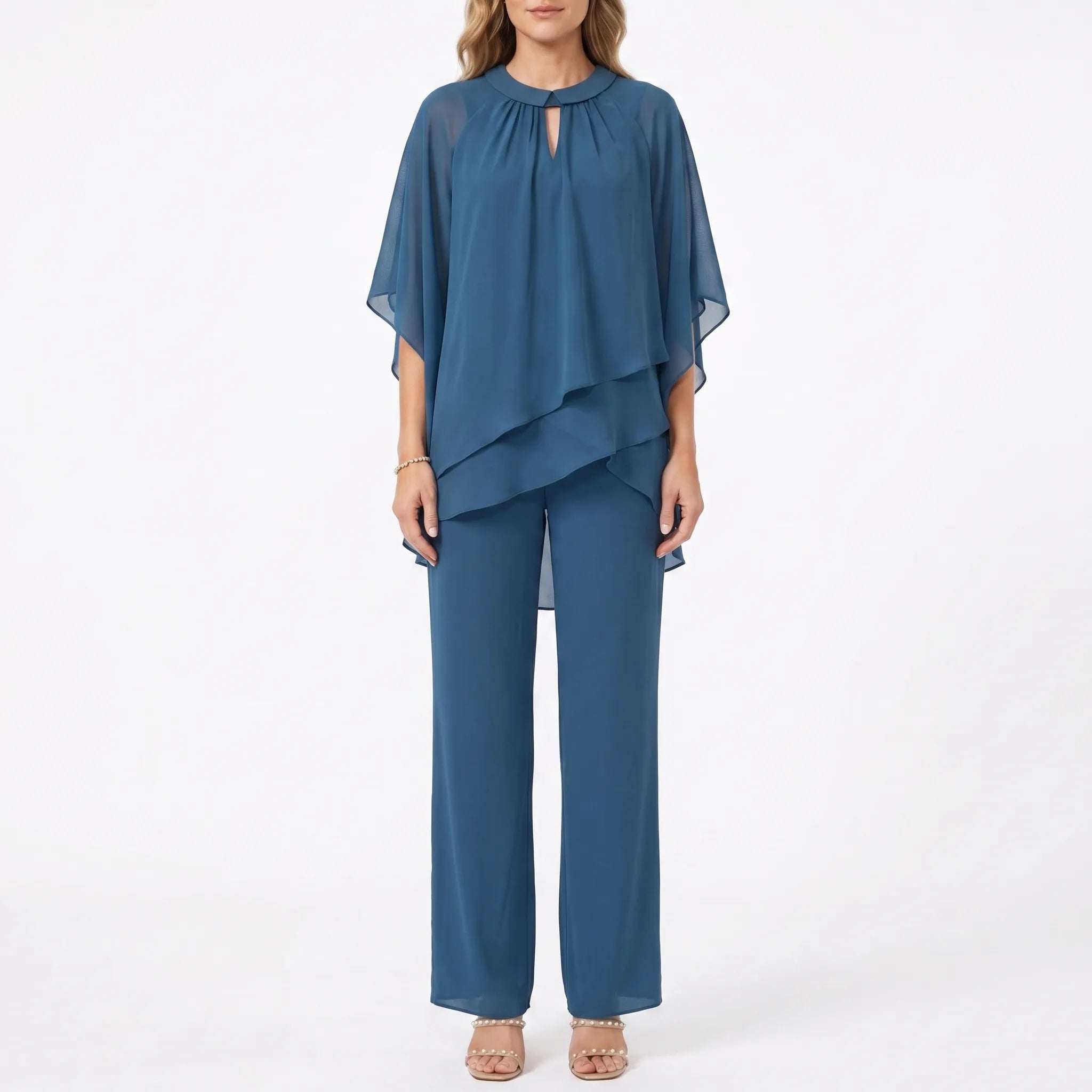 Flowella - Layered Asymmetric Evening Trouser Suit