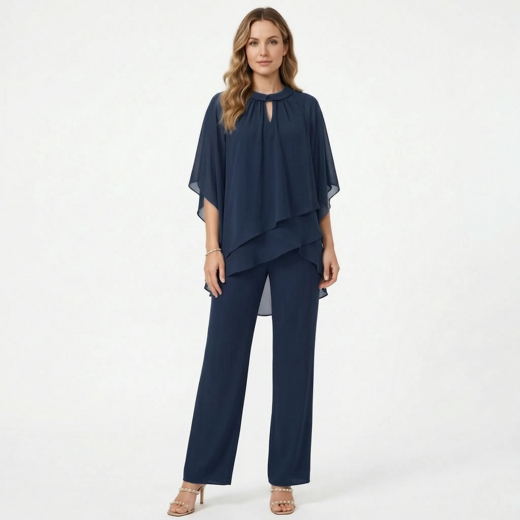 Flowella - Layered Asymmetric Evening Trouser Suit