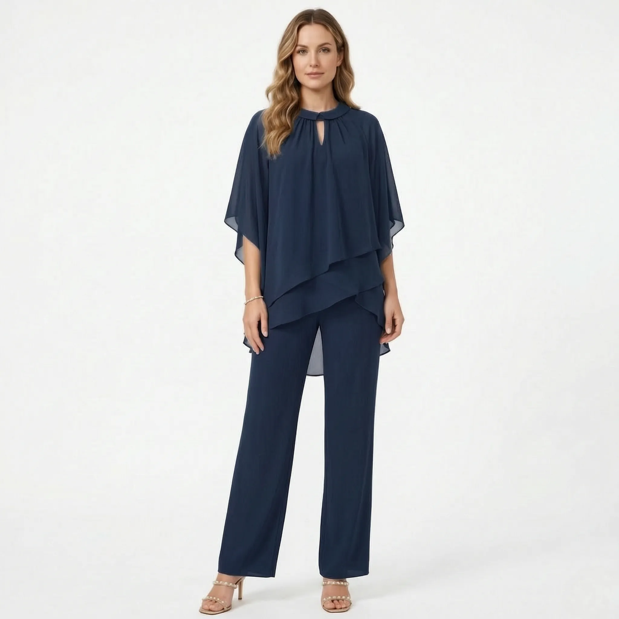 Flowella - Layered Asymmetric Evening Trouser Suit