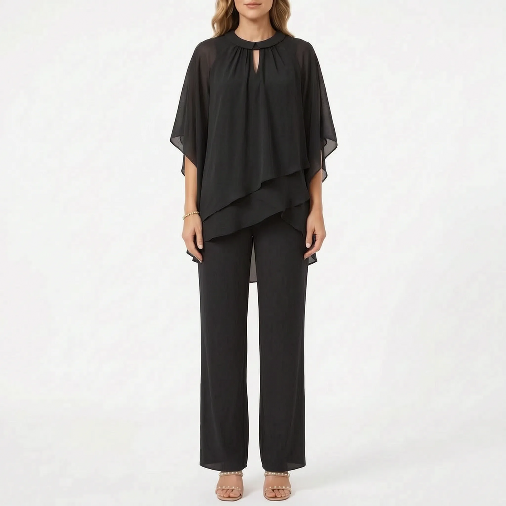 Flowella - Layered Asymmetric Evening Trouser Suit