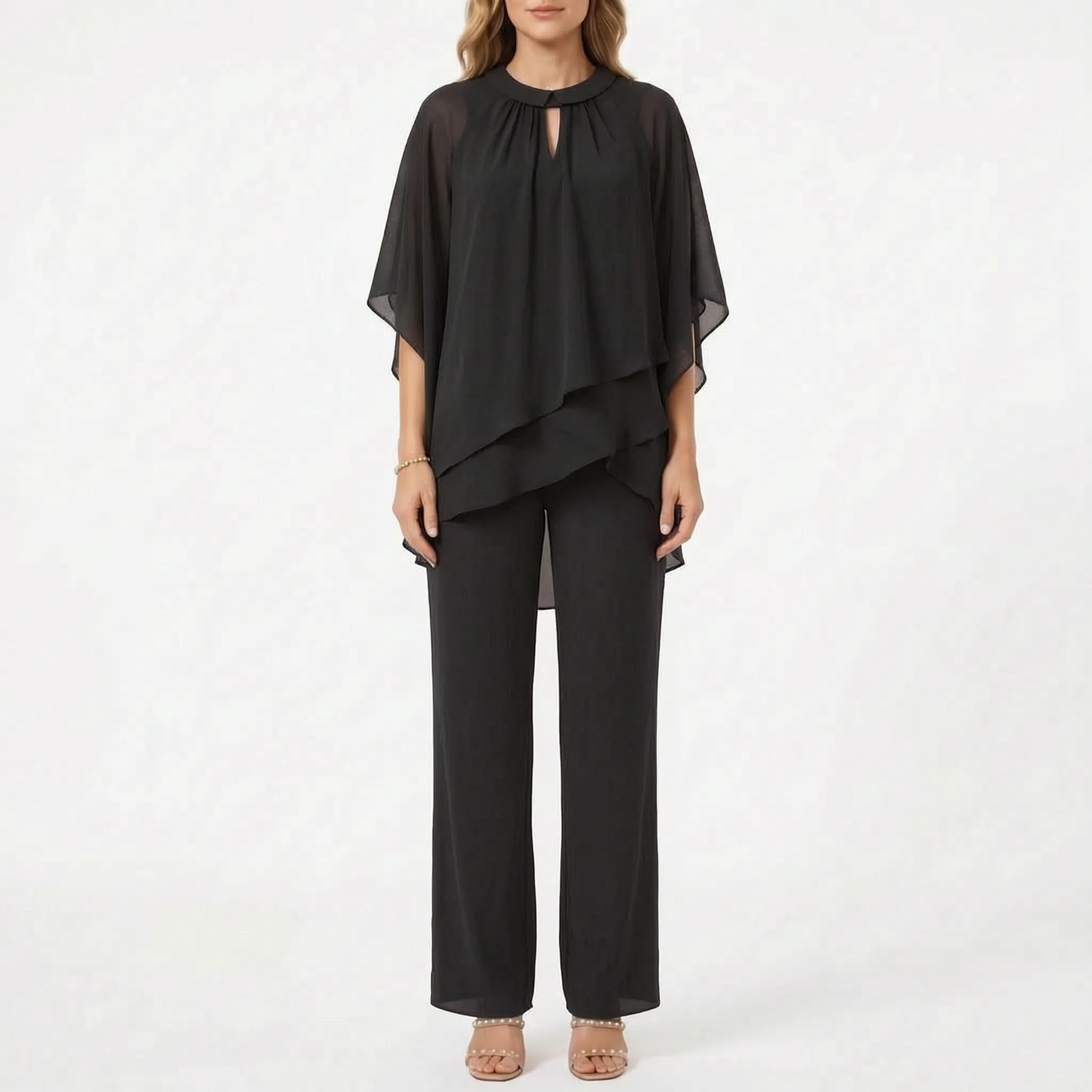 Flowella - Layered Asymmetric Evening Trouser Suit