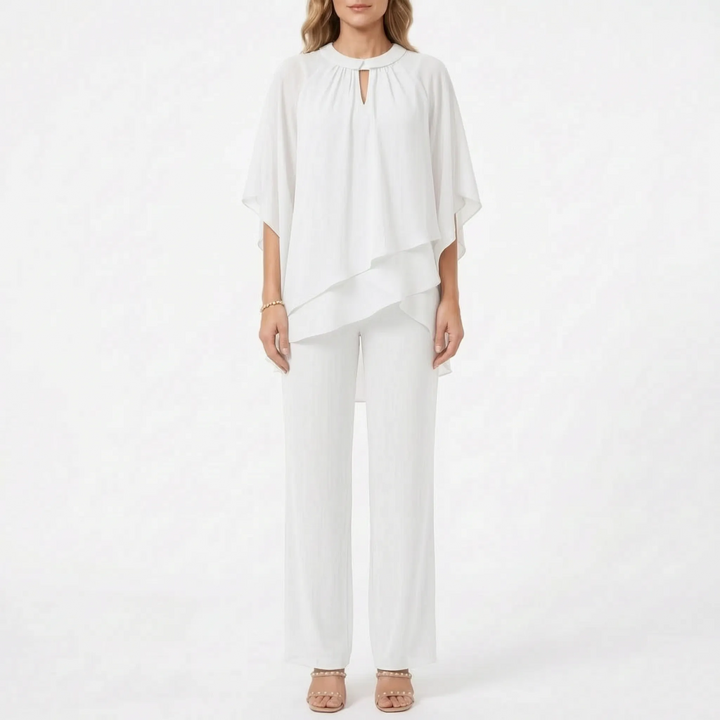Flowella - Layered Asymmetric Evening Trouser Suit