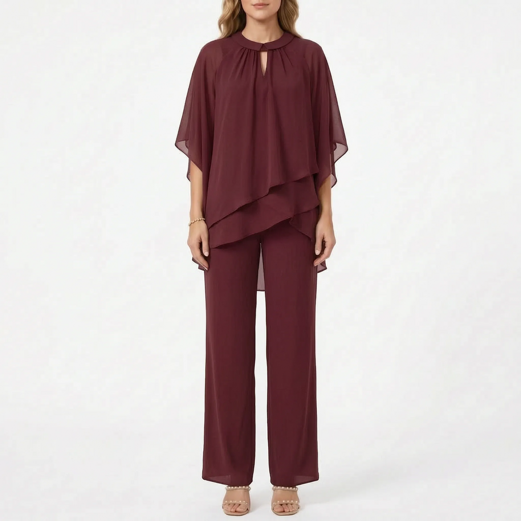 Flowella - Layered Asymmetric Evening Trouser Suit