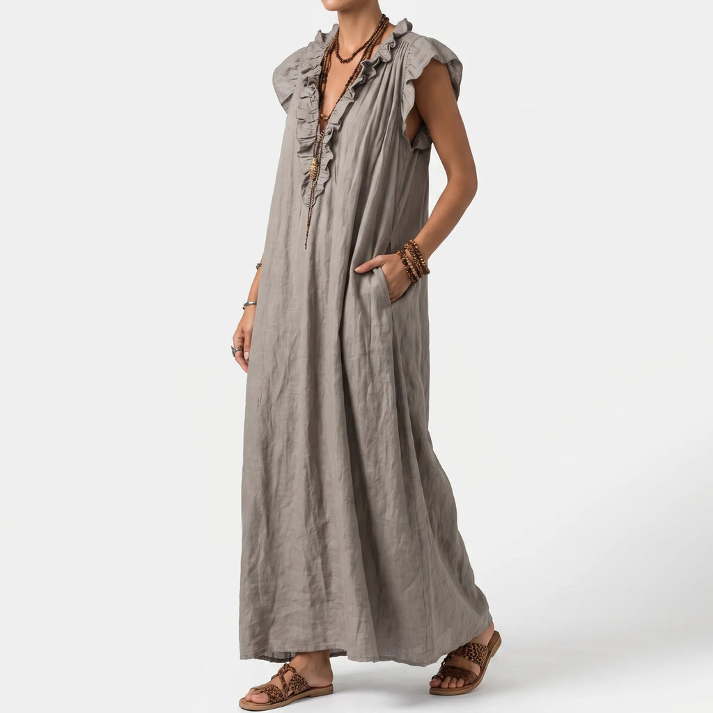 Flowira  - Relaxed Bohemian Flowy Maxi Dress Warm Weather Holidays