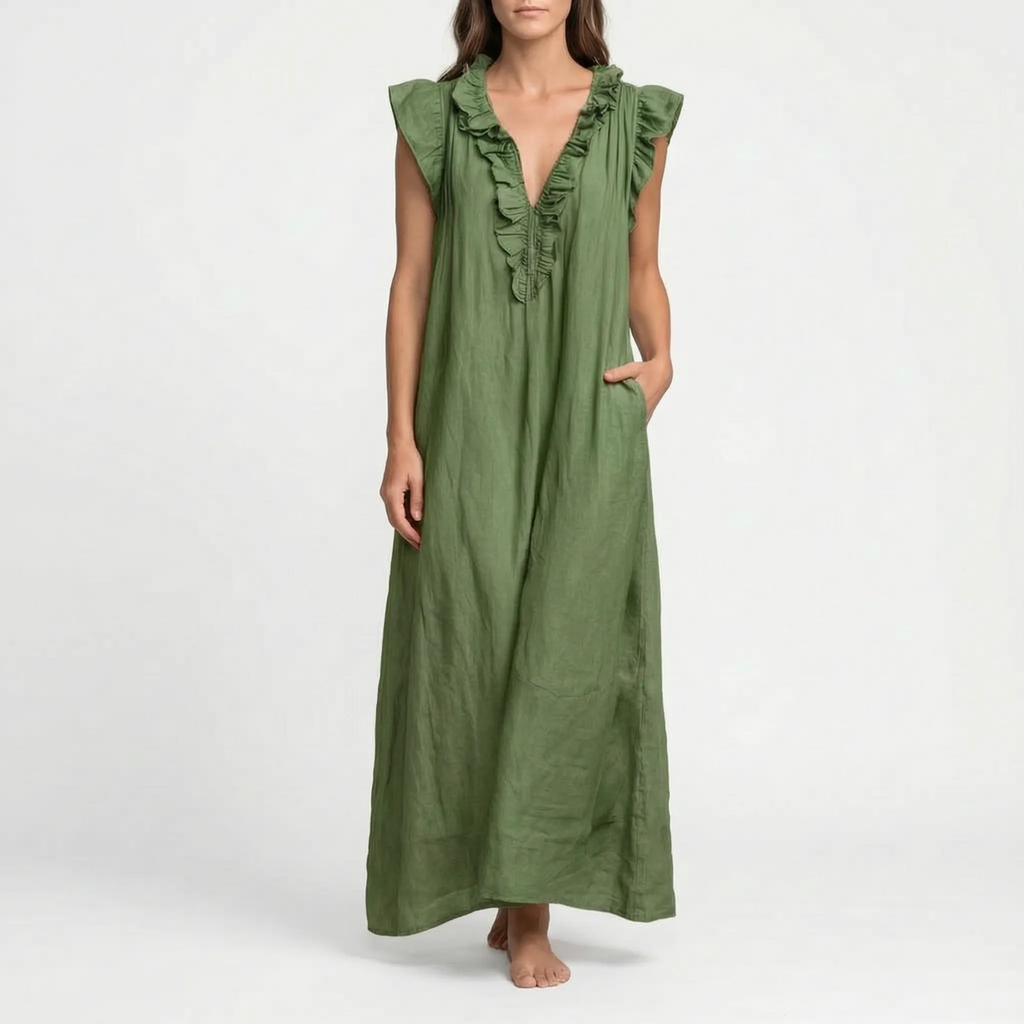Flowira  - Relaxed Bohemian Flowy Maxi Dress Warm Weather Holidays