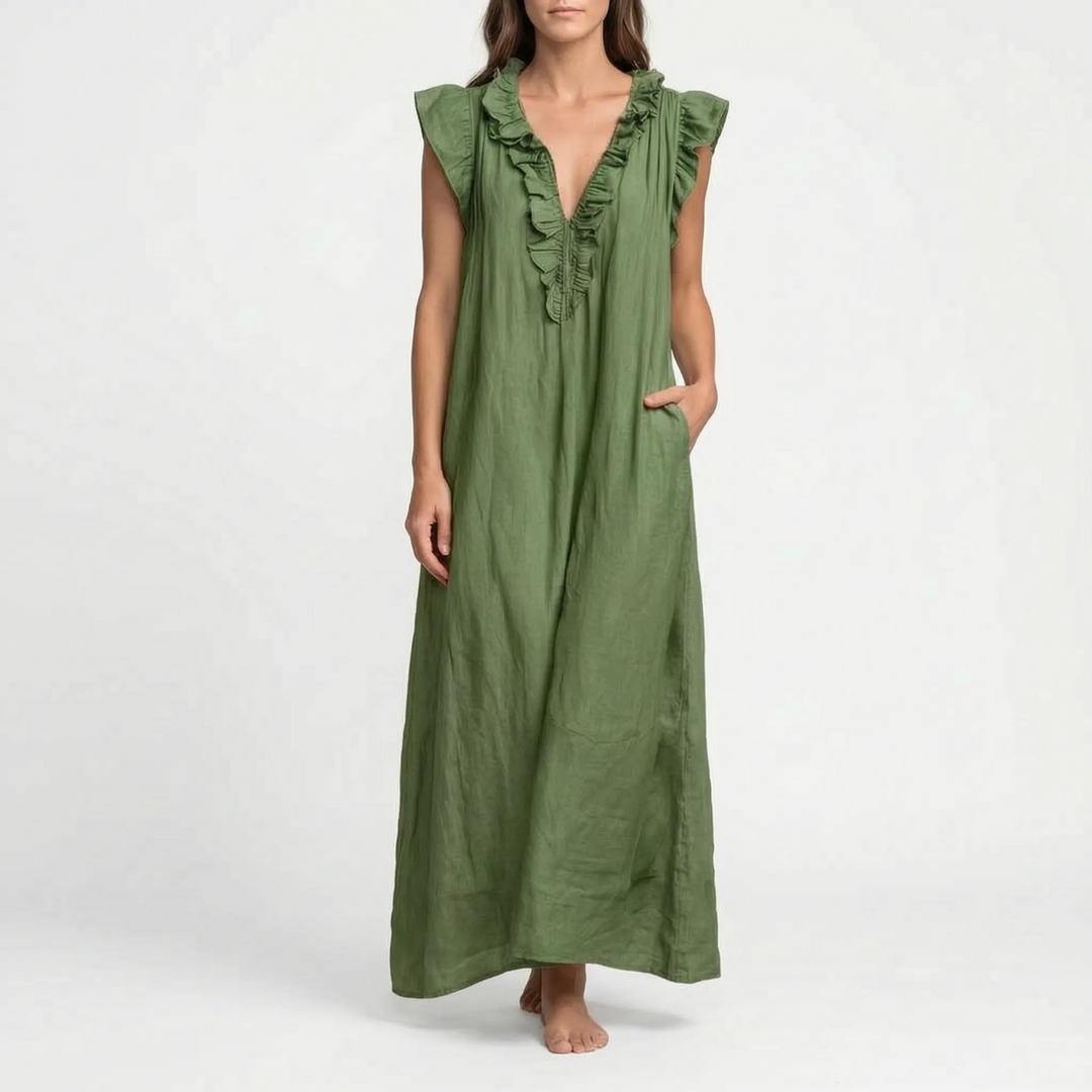 Flowira  - Relaxed Bohemian Flowy Maxi Dress Warm Weather Holidays