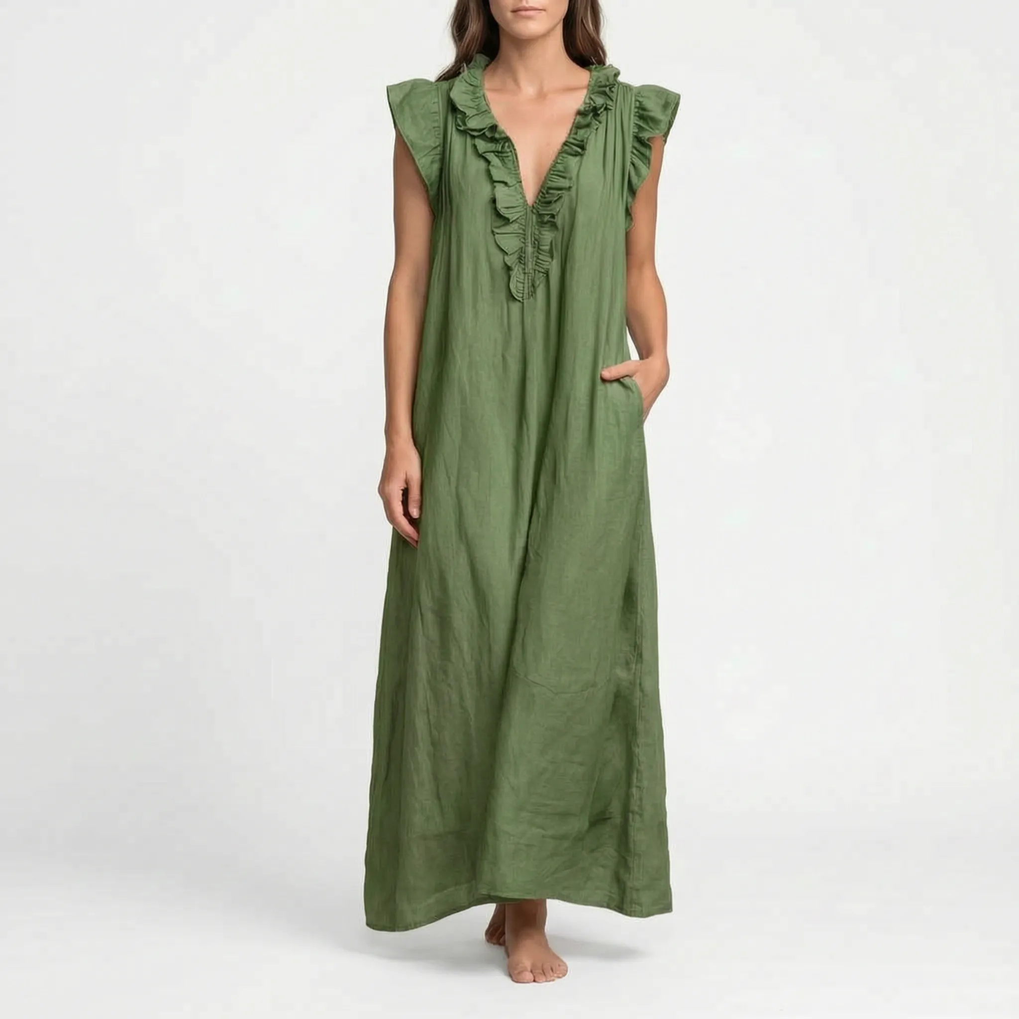 Flowira  - Relaxed Bohemian Flowy Maxi Dress Warm Weather Holidays